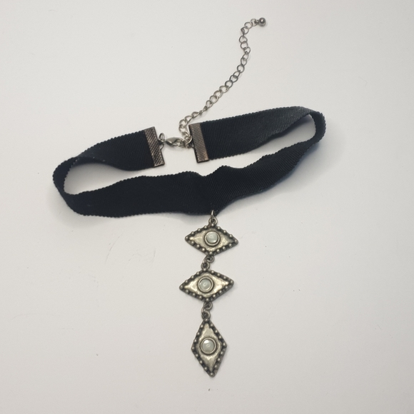 Long pendant adjustable choker boho black/grey - Picture 12 of 14